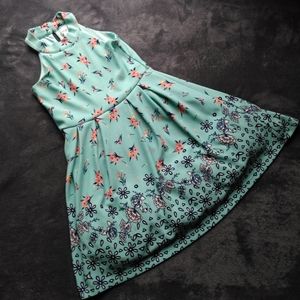 Girls knitworks teal blue floral sunmer dress